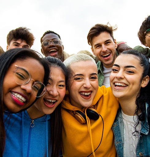 Diverse group of teenage friends