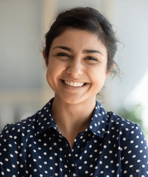 Woman smiling after mental health services